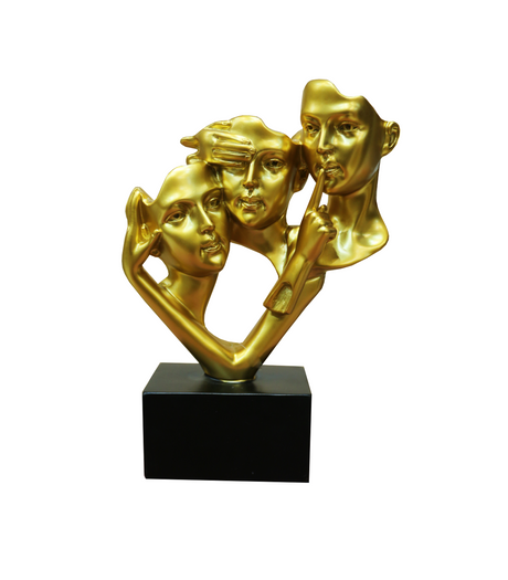 statue man 3face golden china 1154
