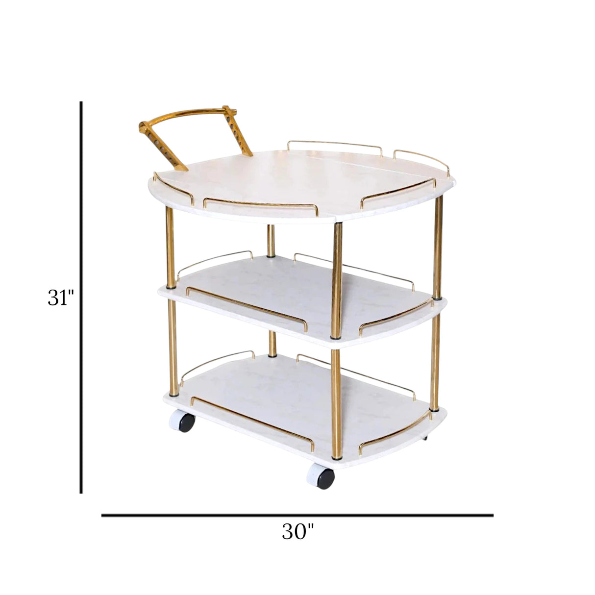 tea trolley 3 tier folding 30"x31"