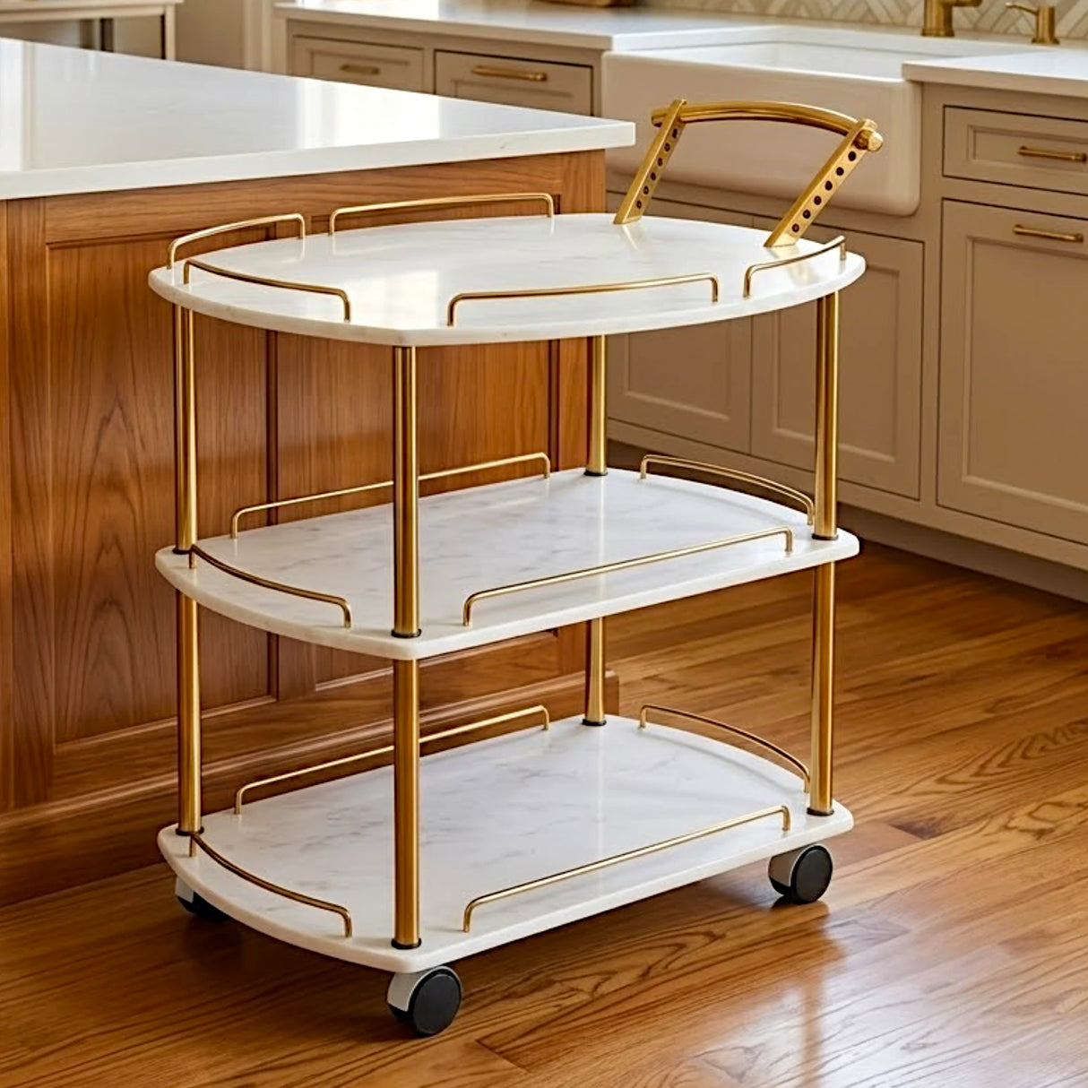 tea trolley 3 tier folding 30"x31"