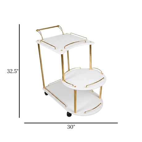 tea trolley 3 tier baggi white 30"x32.5"