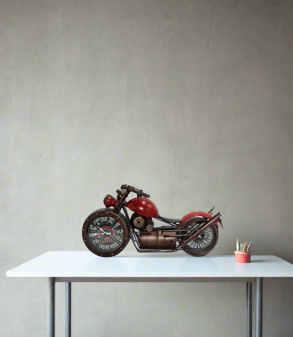 antiqe look matle bike & clock 9.5"x19" china d056b