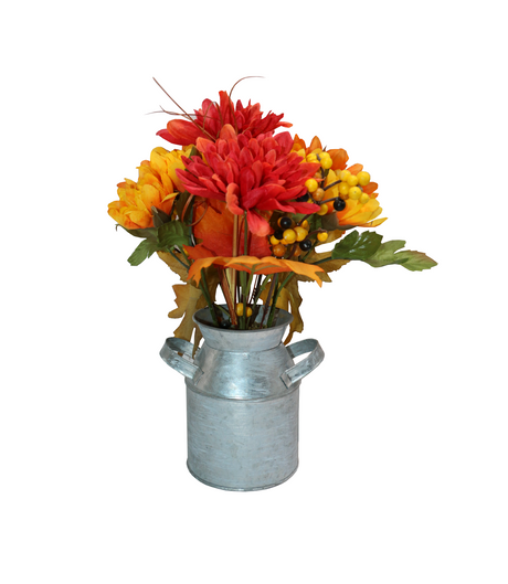 red & orange flower with steel pot china 0202
