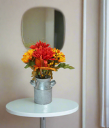 red & orange flower with steel pot china 0202