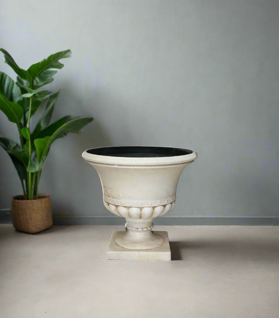 fiber planter with stand white china 17206