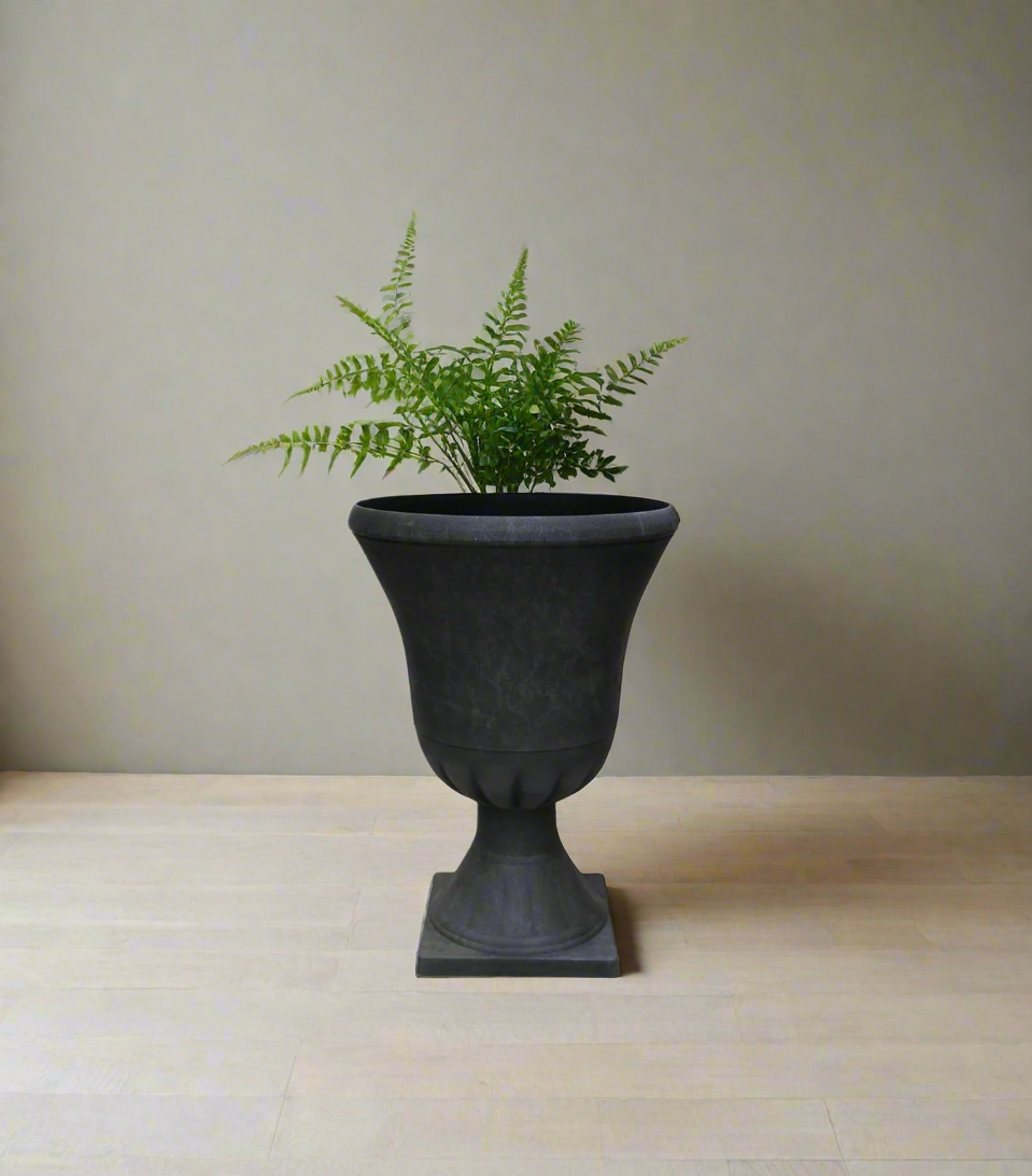 fiber planter with stand black china 17205