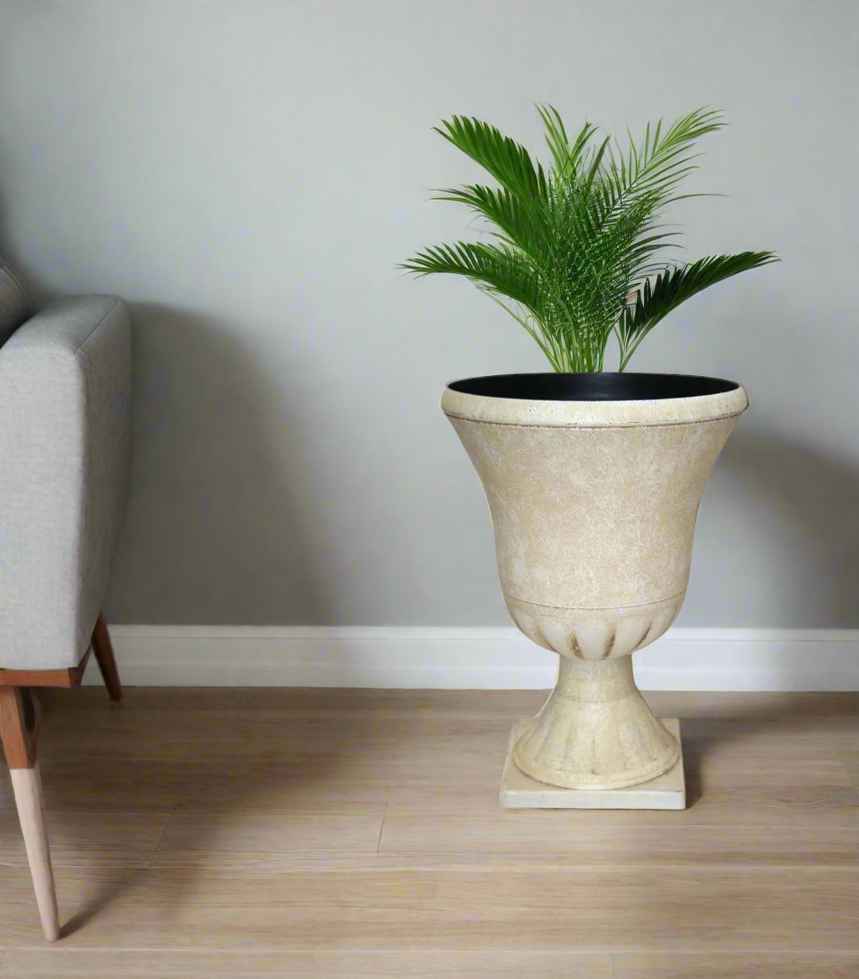 fiber planter with stand white china 17205