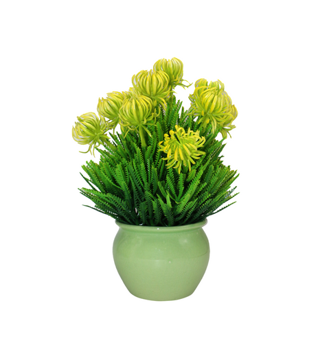 yellow flower with ceramic pot china 0478