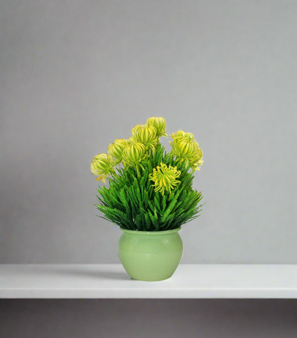 yellow flower with ceramic pot china 0478