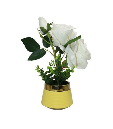 white rose flower with ceramic pot china 6226