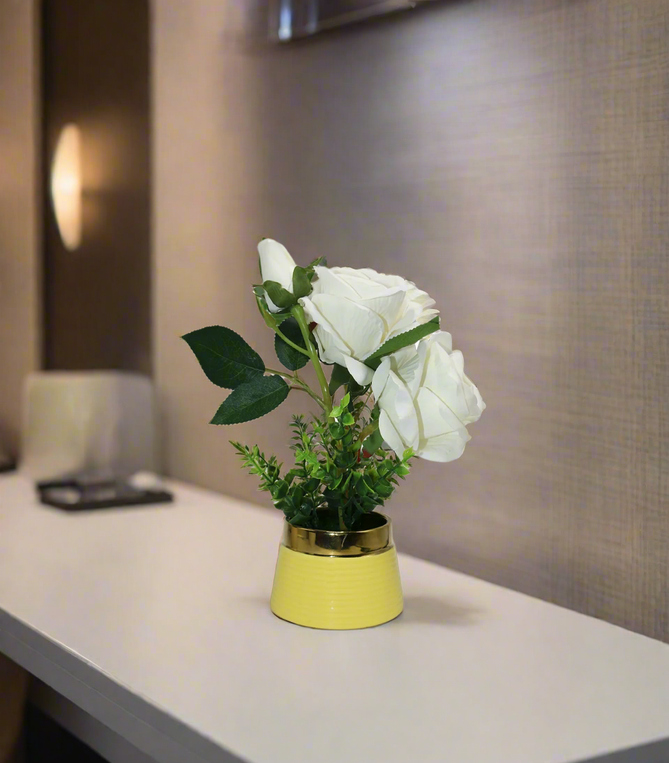 white rose flower with ceramic pot china 6226