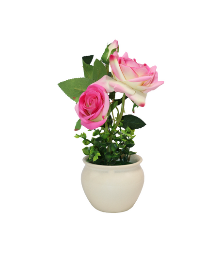 2tone pink flower with ceramic pot china 0478