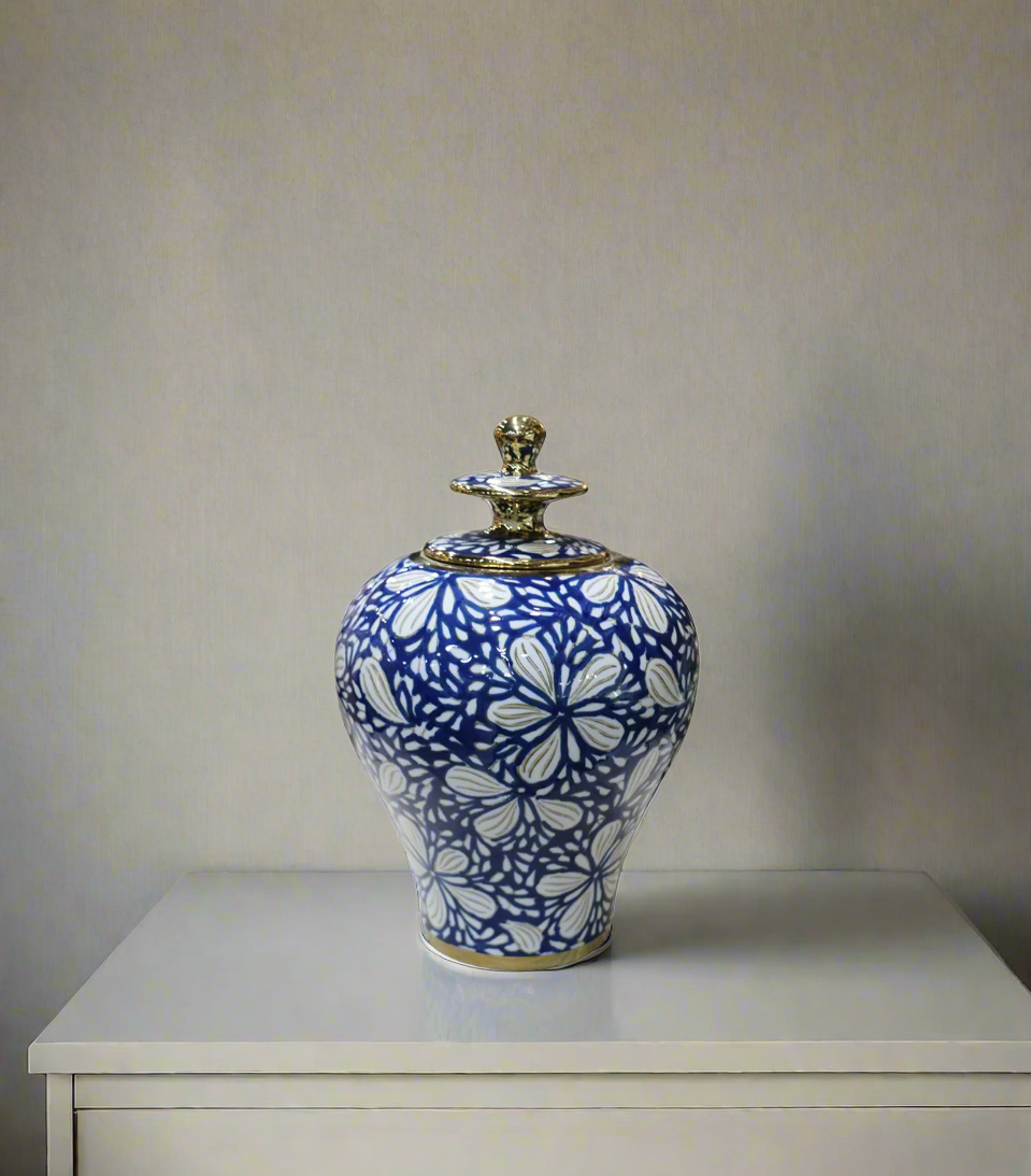 ceramic candy vase & lid small china 787-2