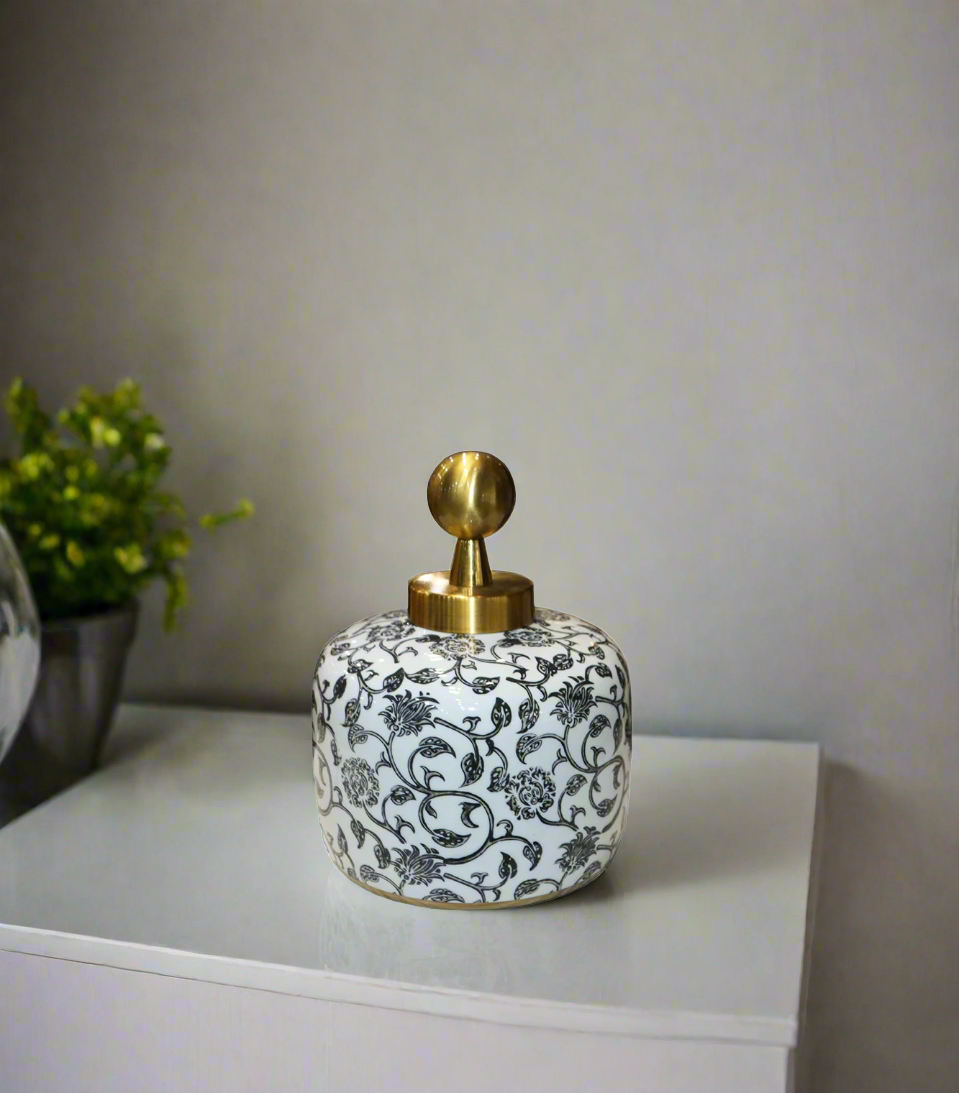 ceramic candy vase & lid small china 790-5