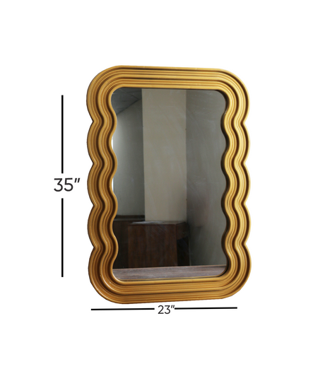 wall mirror wavy golden china (35"x23")