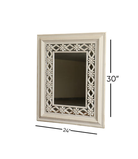 wall mirror white china (30"x24")