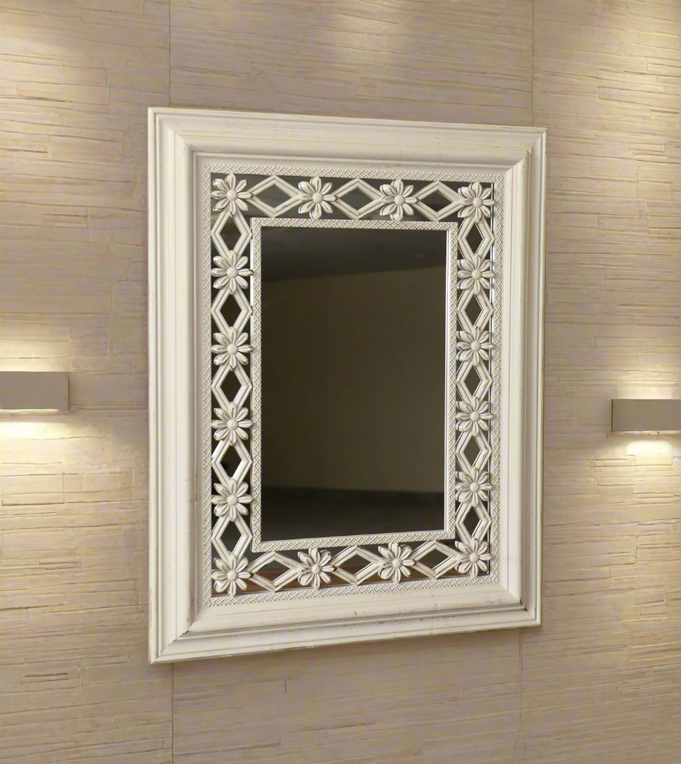 wall mirror white china (30"x24")