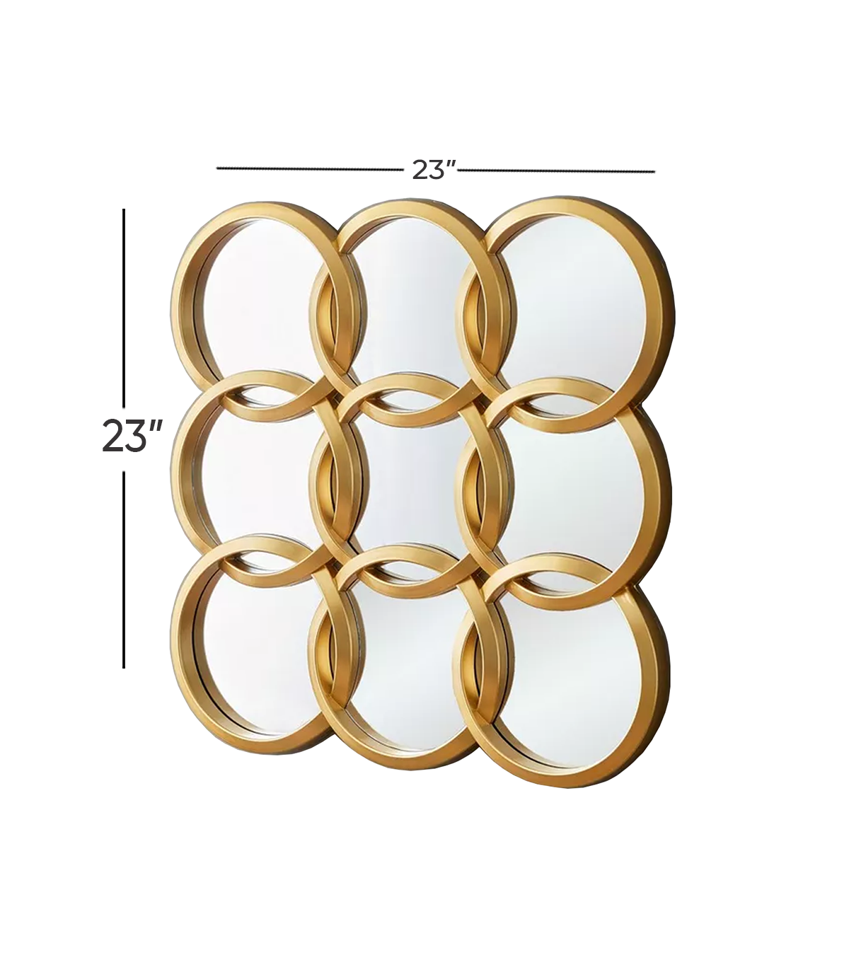 wall mirror 9 ring golden china(23"x23")