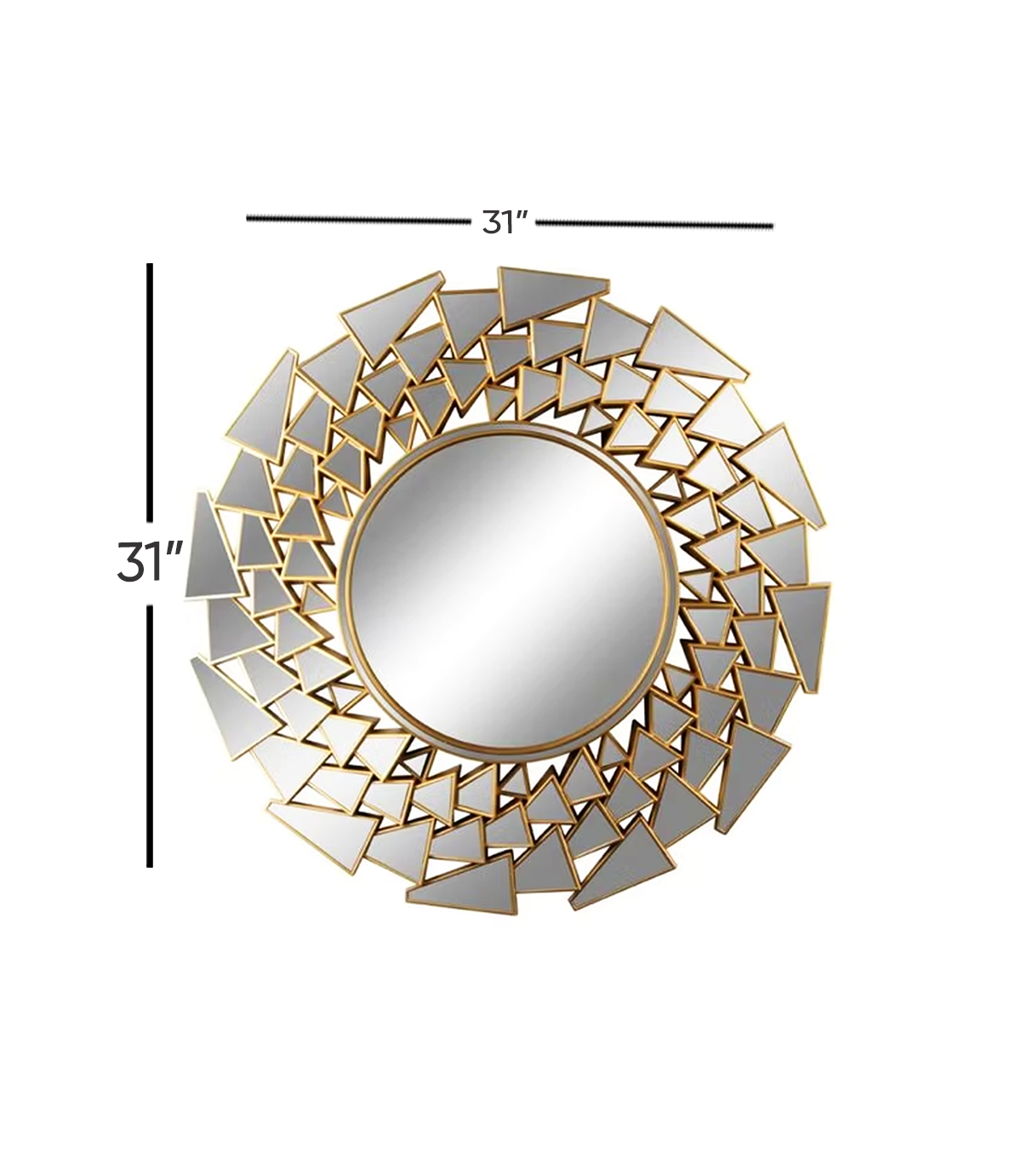 wall mirror golden china 31"x31"