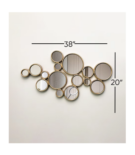 wall mirror 15 circles golden china 38"x20"