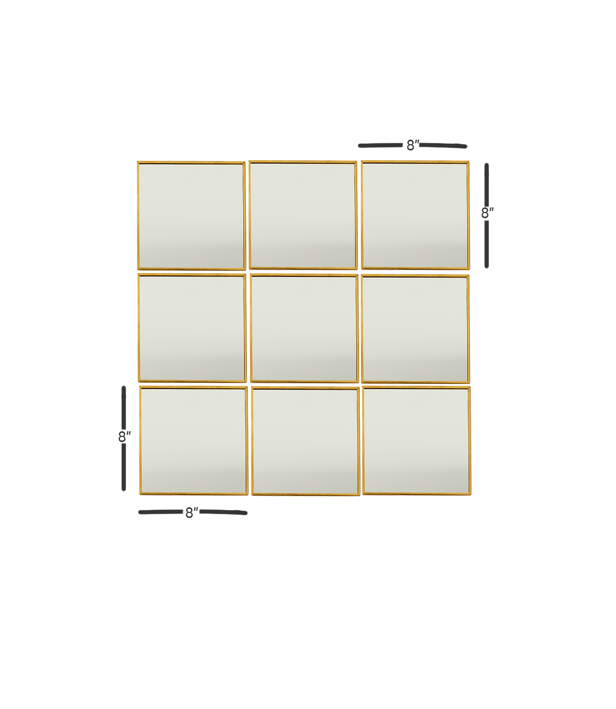 wall mirror 9 block godlen china(8"x8")