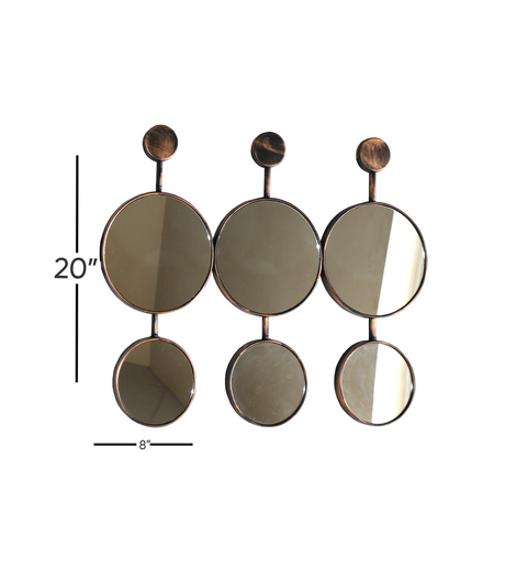 wall mirror 6 circles antique china (8"x8")