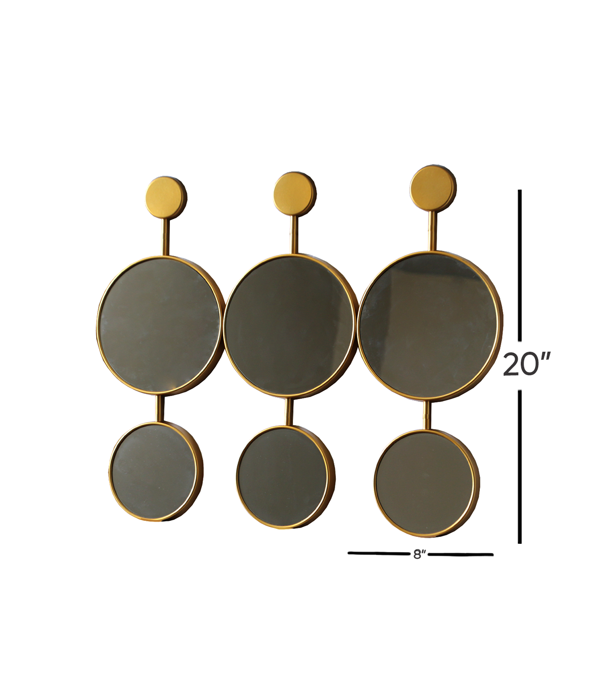 wall mirror 6 circles golden china(20"x8")