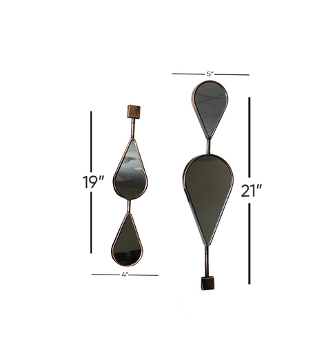 wall mirror teardrop antique china (21"x5")(19"x4")