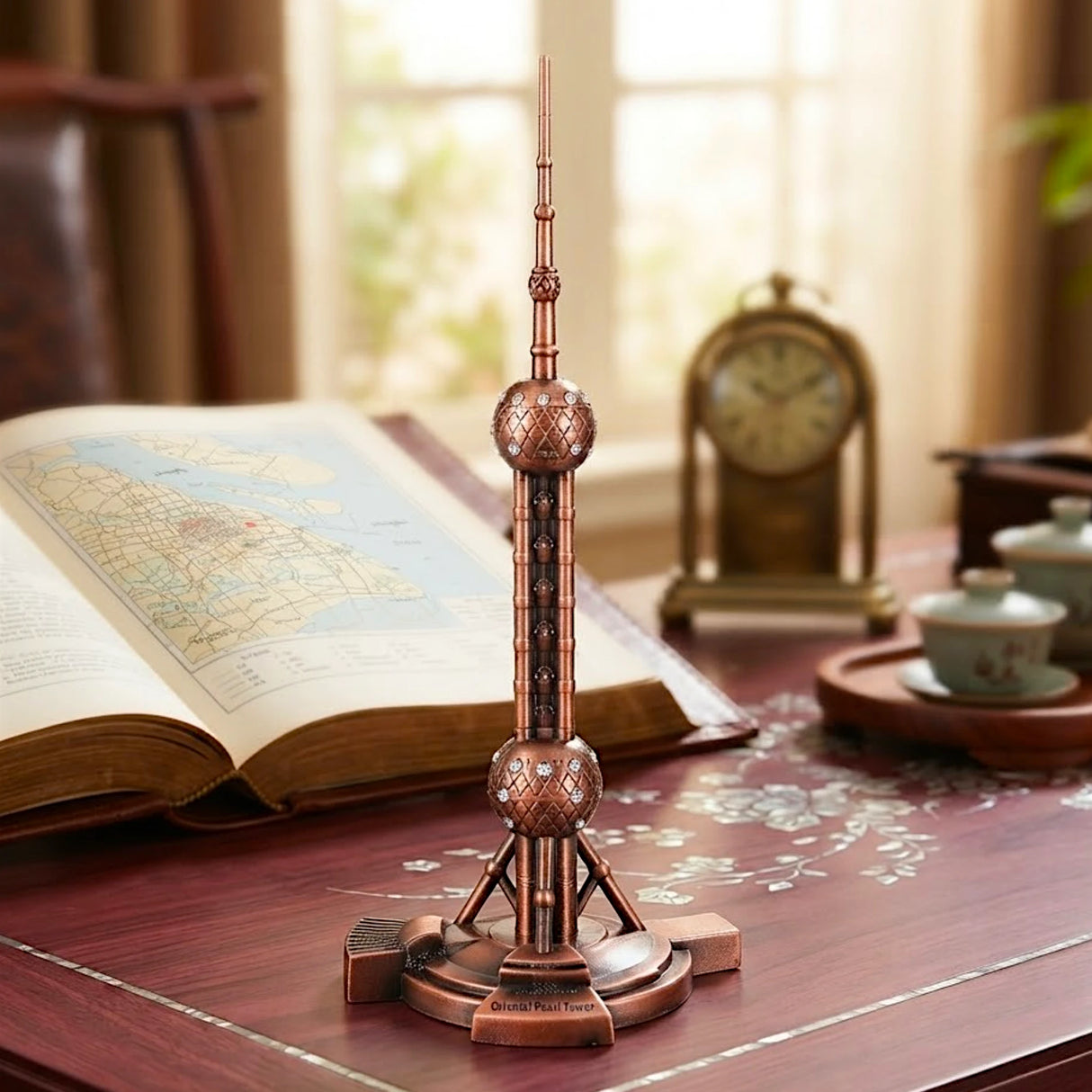 metal oriental pearl tower china (7x3)"