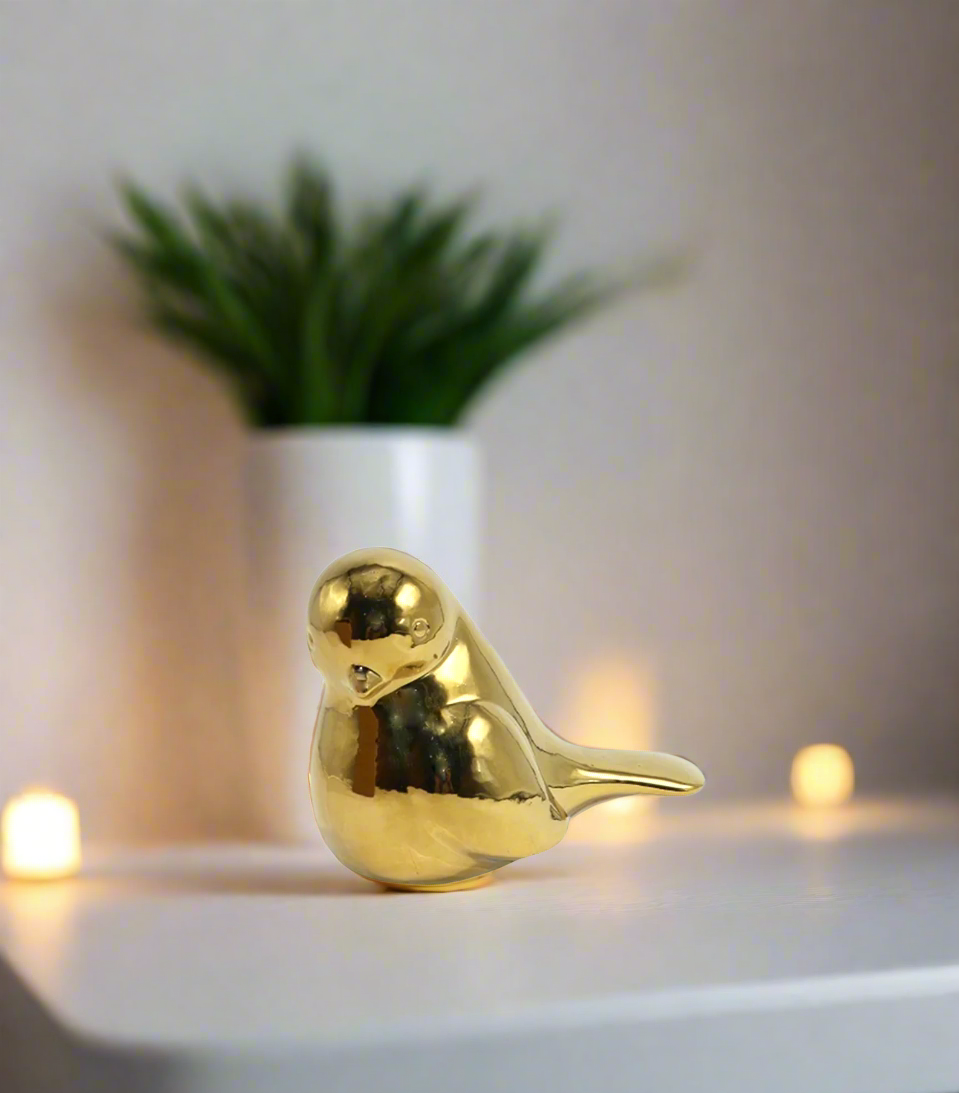 ceramic sparrow 1pc golden china 12396