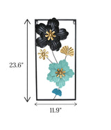 metal wall hanging rectangle flower china 23.6x11.9