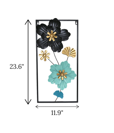 metal wall hanging rectangle flower china 23.6x11.9