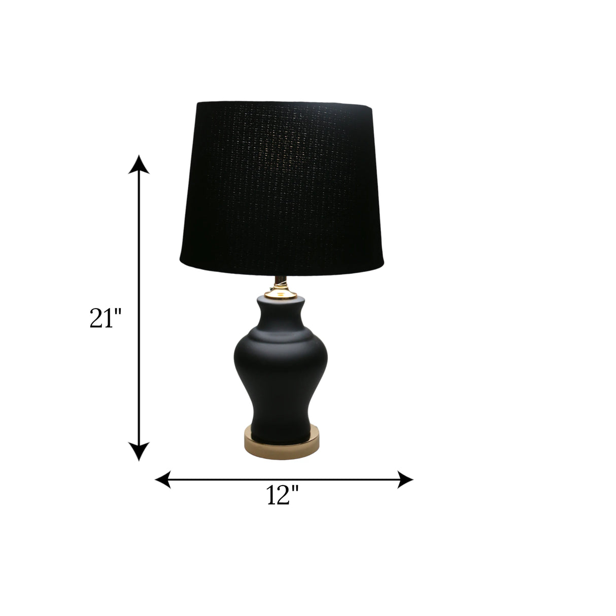 table lamp ceramic black with golden gani small"21x12"