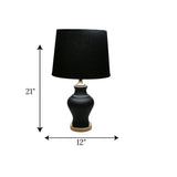 table lamp ceramic black with golden gani small"21x12"