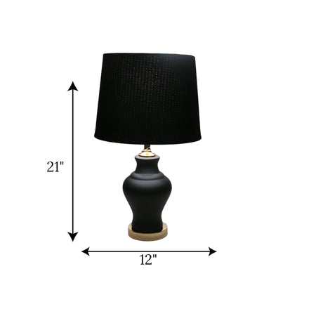 table lamp ceramic black with golden gani small"21x12"