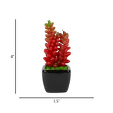 cactus & ceramic pot red 4"x1.5 china d040