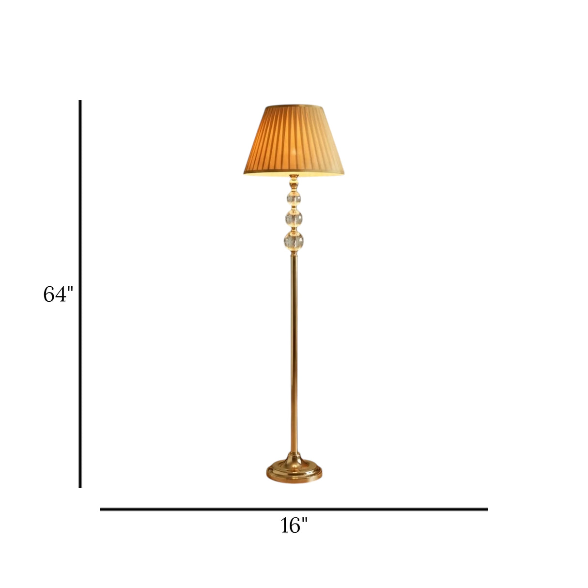 floor lamp 3 crystal champagne 64"x16"