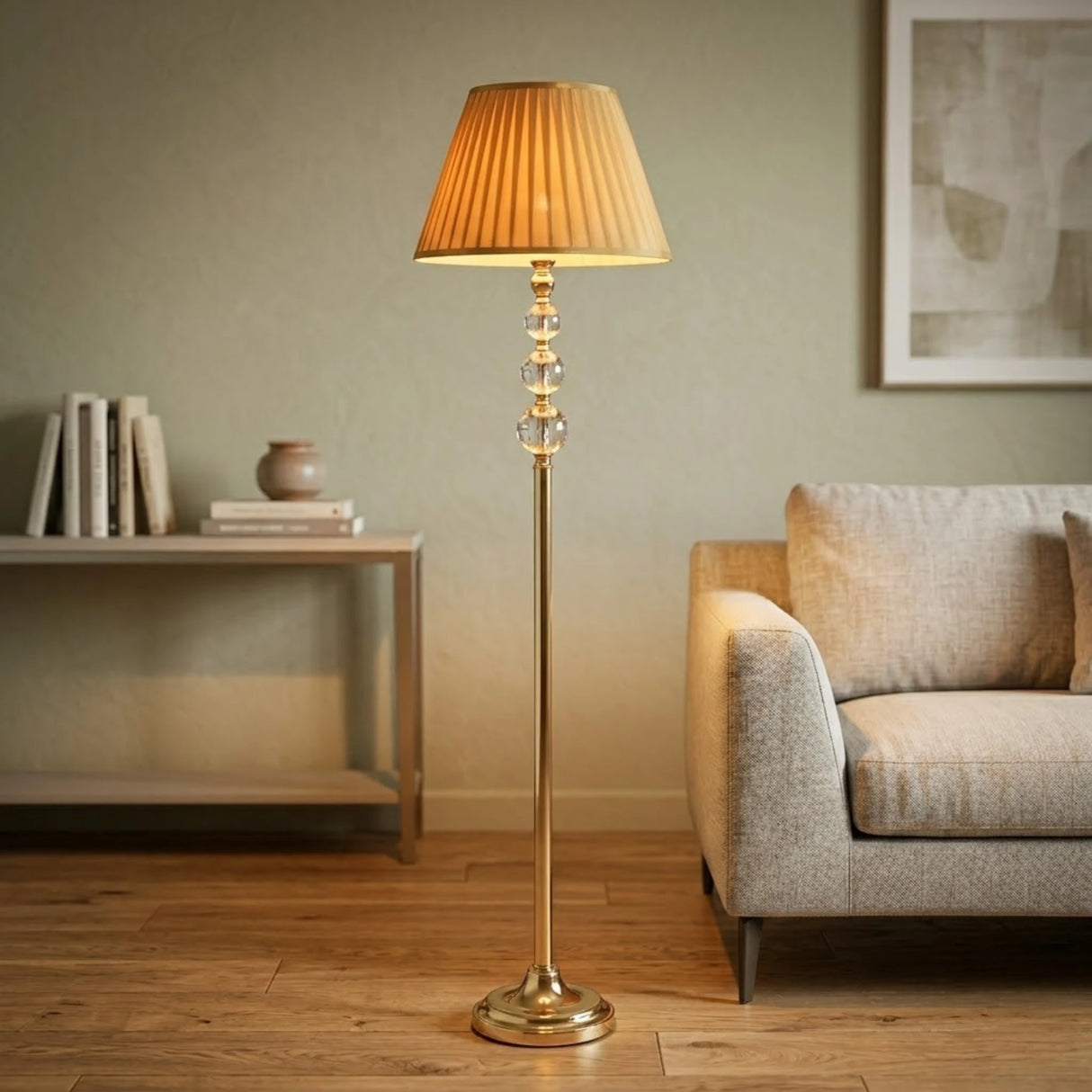 floor lamp 3 crystal champagne 64"x16"