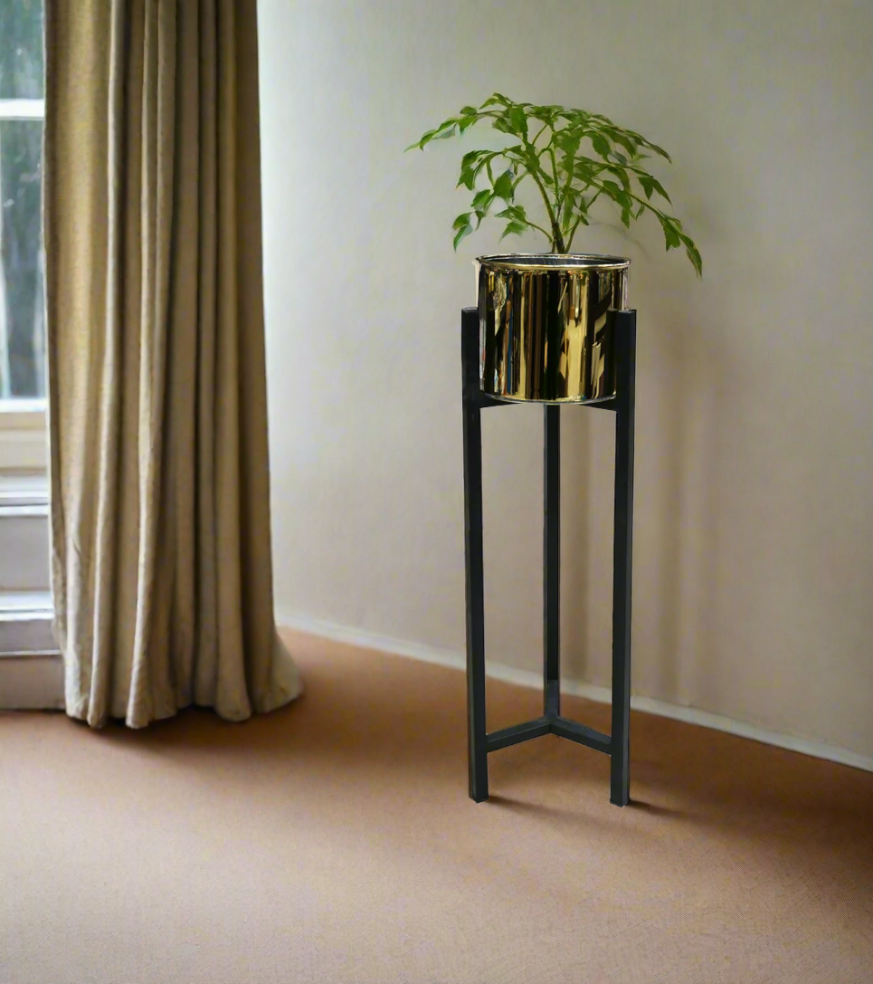 metal planter golden with stand large
