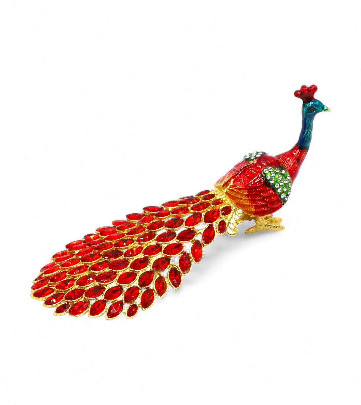 decorative metal peacock red china "3.5x6.5"