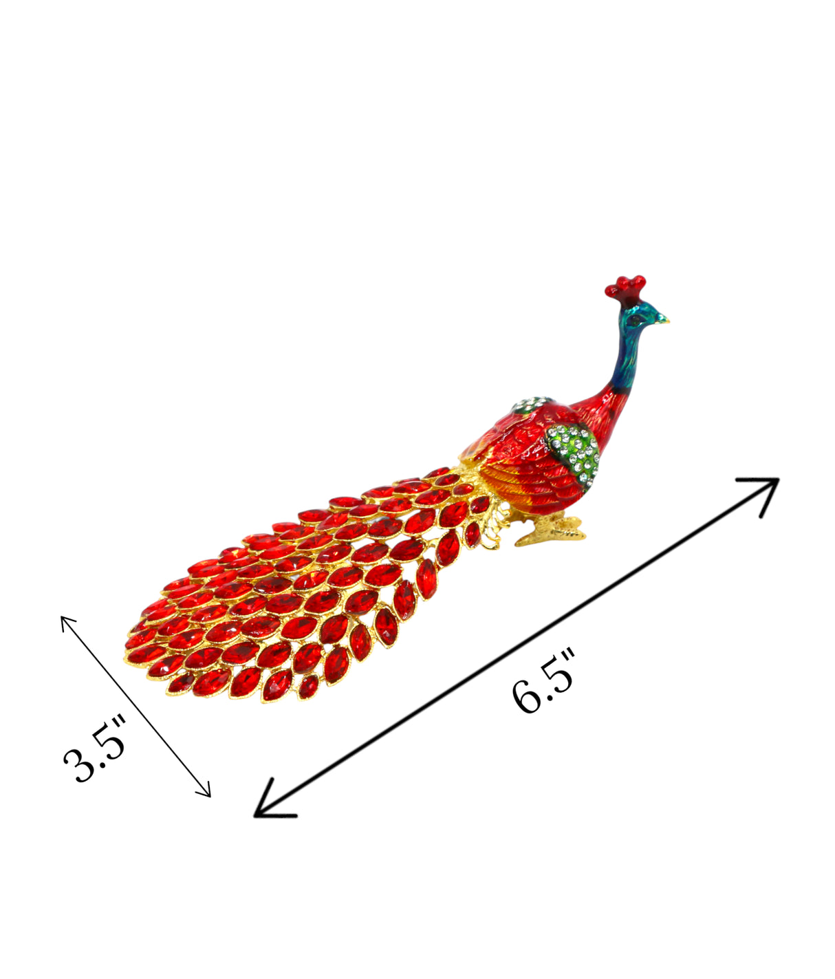 decorative metal peacock red china "3.5x6.5"
