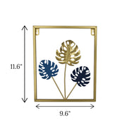 metal wall hanging small 3 leaf china 11.6x9.6