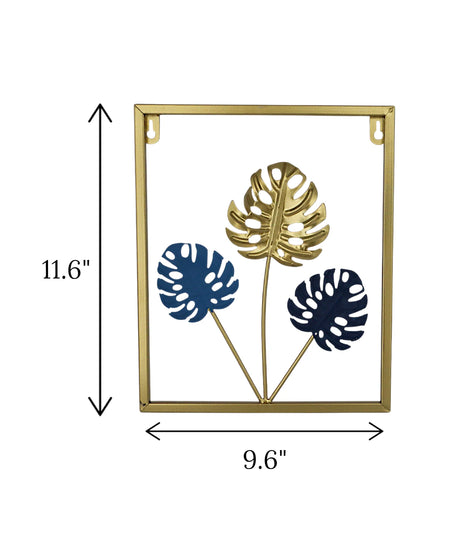 metal wall hanging small 3 leaf china 11.6x9.6