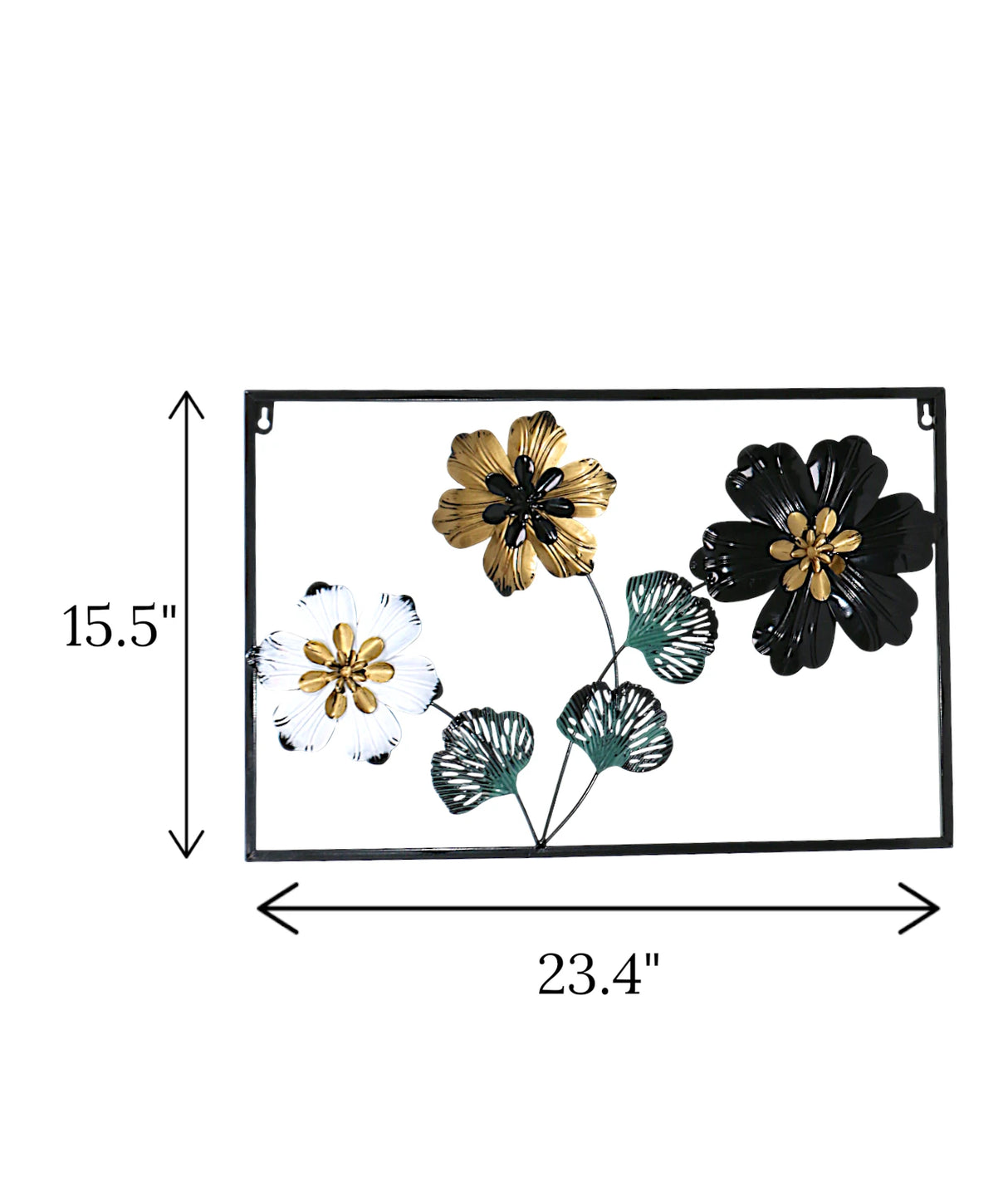 metal wall hanging rectangle flower china 23.4x15.5