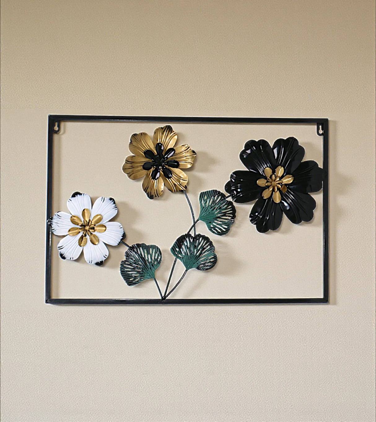 metal wall hanging rectangle flower china 23.4x15.5