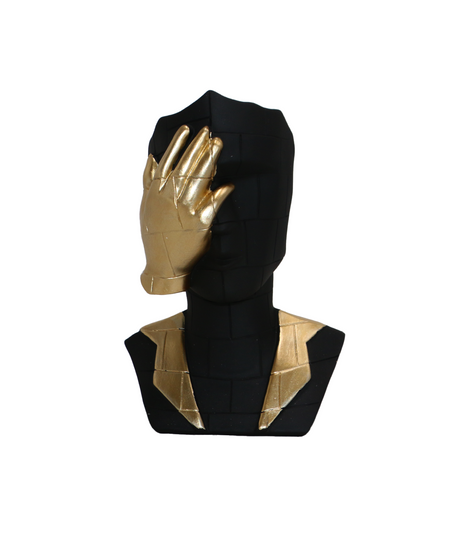 statue face black with golden hand china (7"x5")