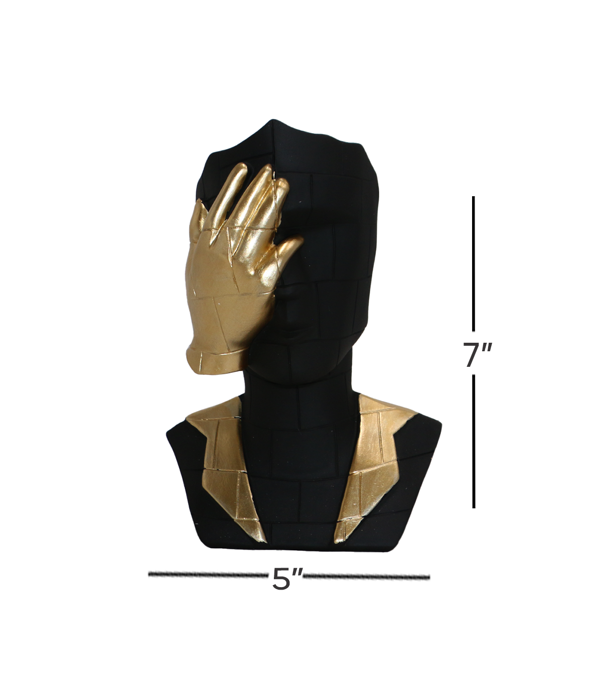 statue face black with golden hand china (7"x5")