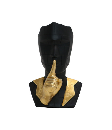 statue face black with golden hand china (7"x5")