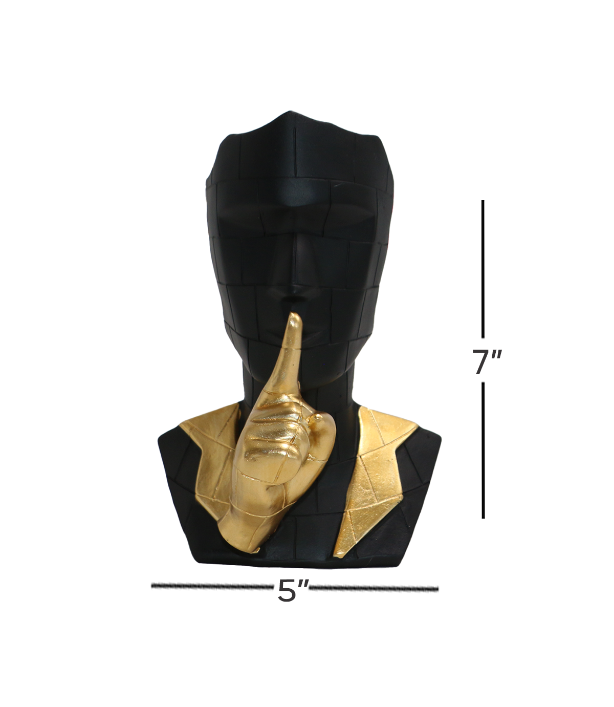 statue face black with golden hand china (7"x5")