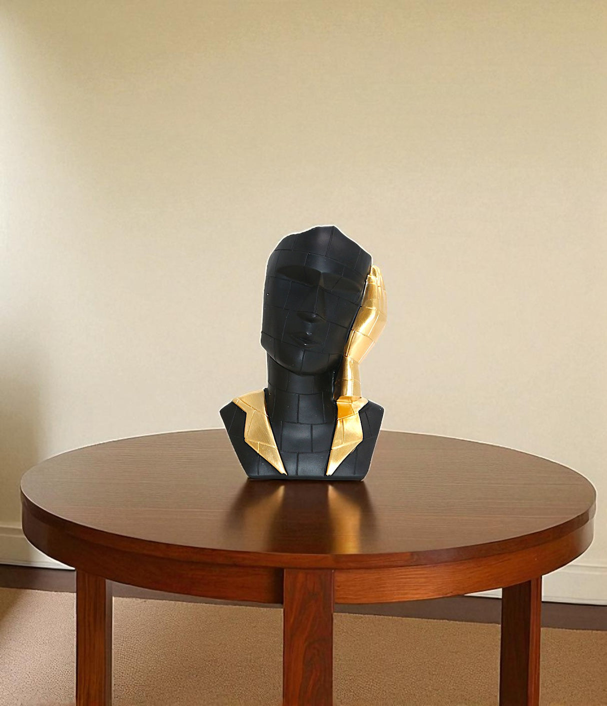 statue face black with golden hand china (7"x5")