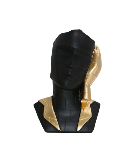 statue face black with golden hand china (7"x5")